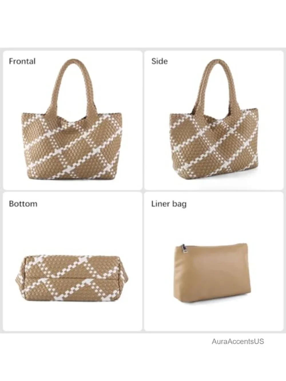 Handwoven Vegan Leather Tote Bag Large Capacity Shoulder Bag Beach Travel Tote